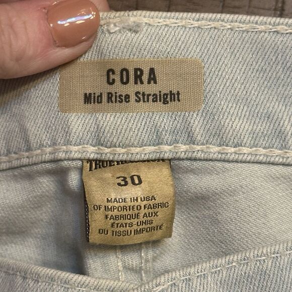 True Religion Light Blue Jeans Cora Mid Rise Straight Size 30 Women’s - Picture 8 of 14